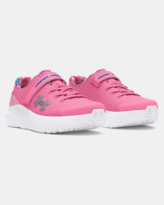 Girls' Pre-School UA Surge 4 AC Printed Running Shoes, Pink, pdpMainDesktop image number 3